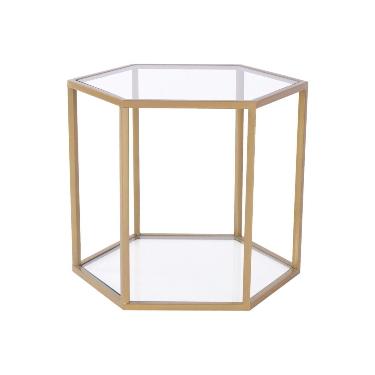 Gir Glass Side Or End Table In Gold Finish