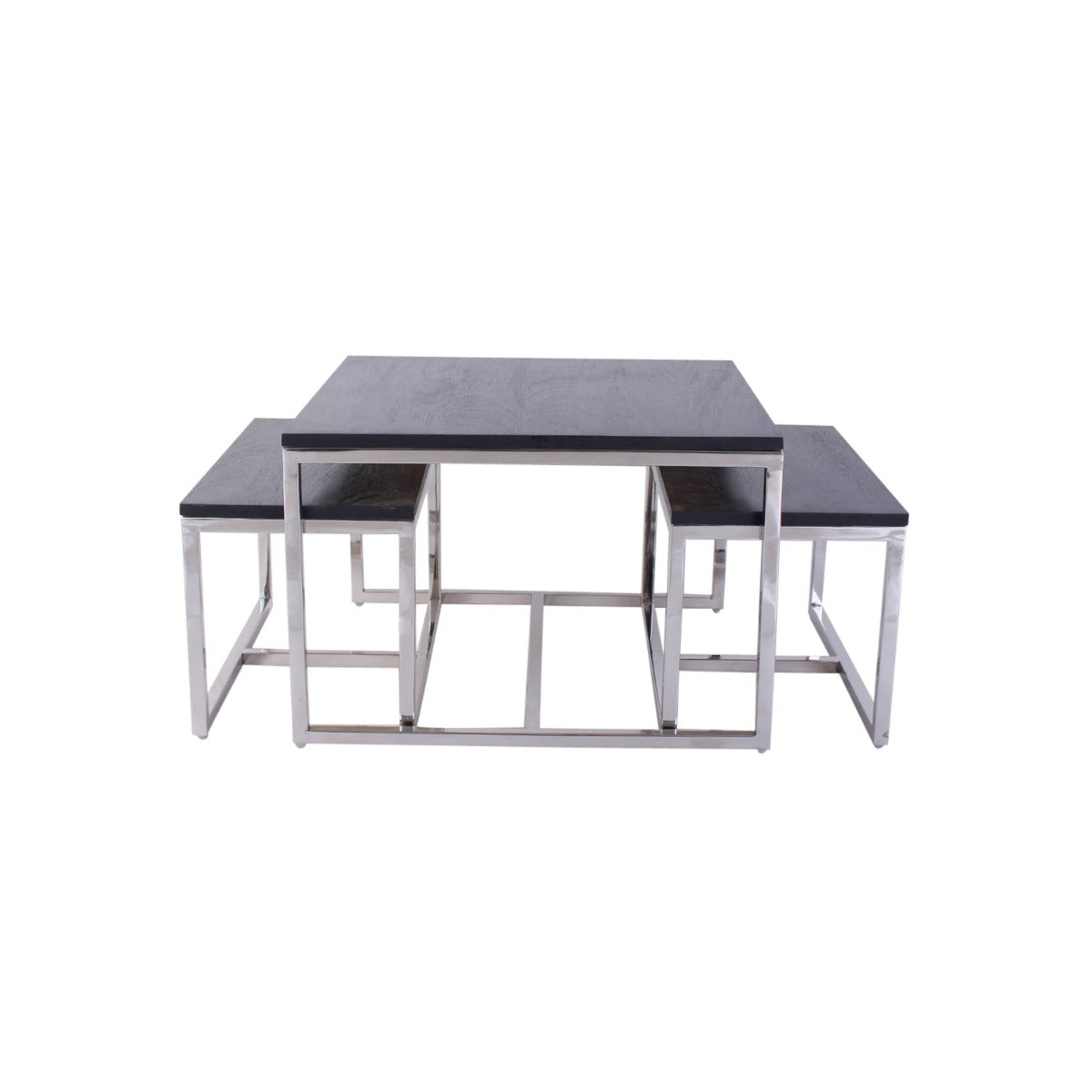 Sinco Nesting Coffee Table In Chrome Finish (Set Of 3)