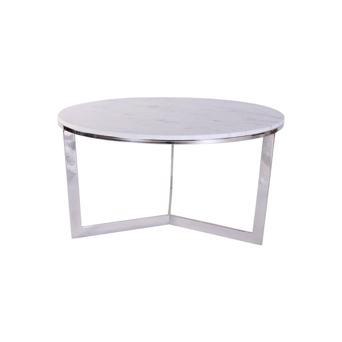 Mackey Marble Coffee Table In Chrome Finish
