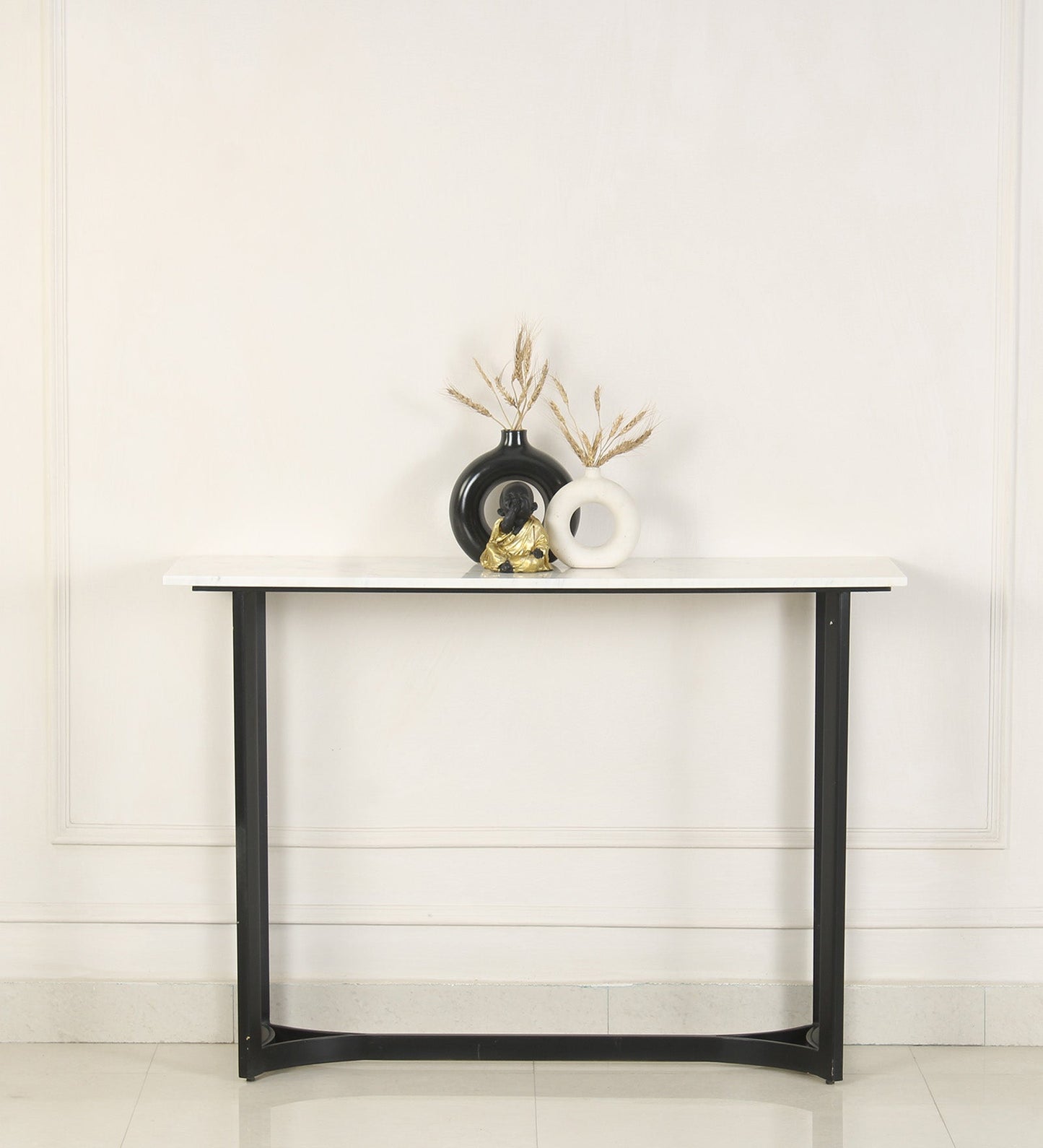 Tessdale Marble Console Table In Black Finish