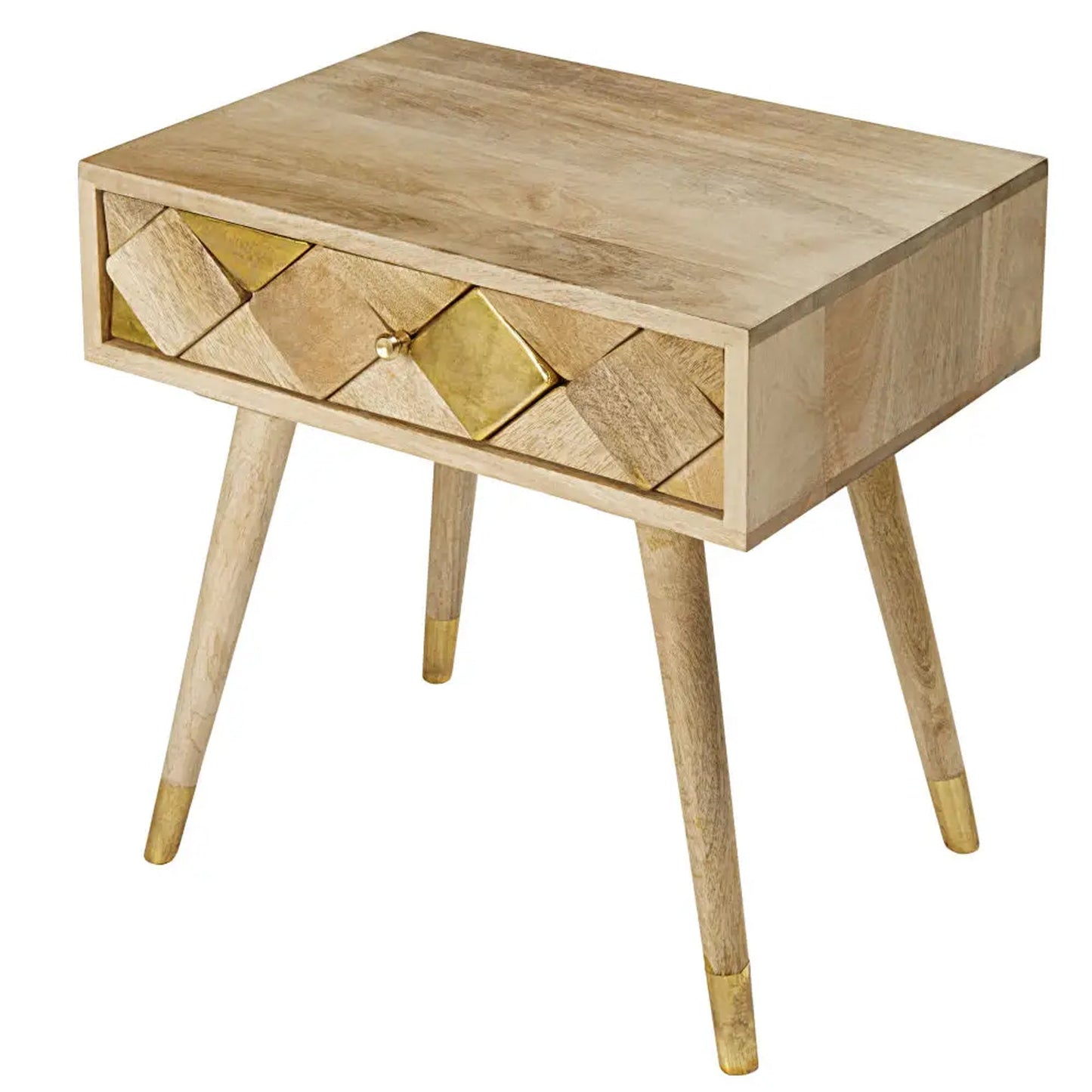 Alen Solidwood Bed Side Table -Natural Finish