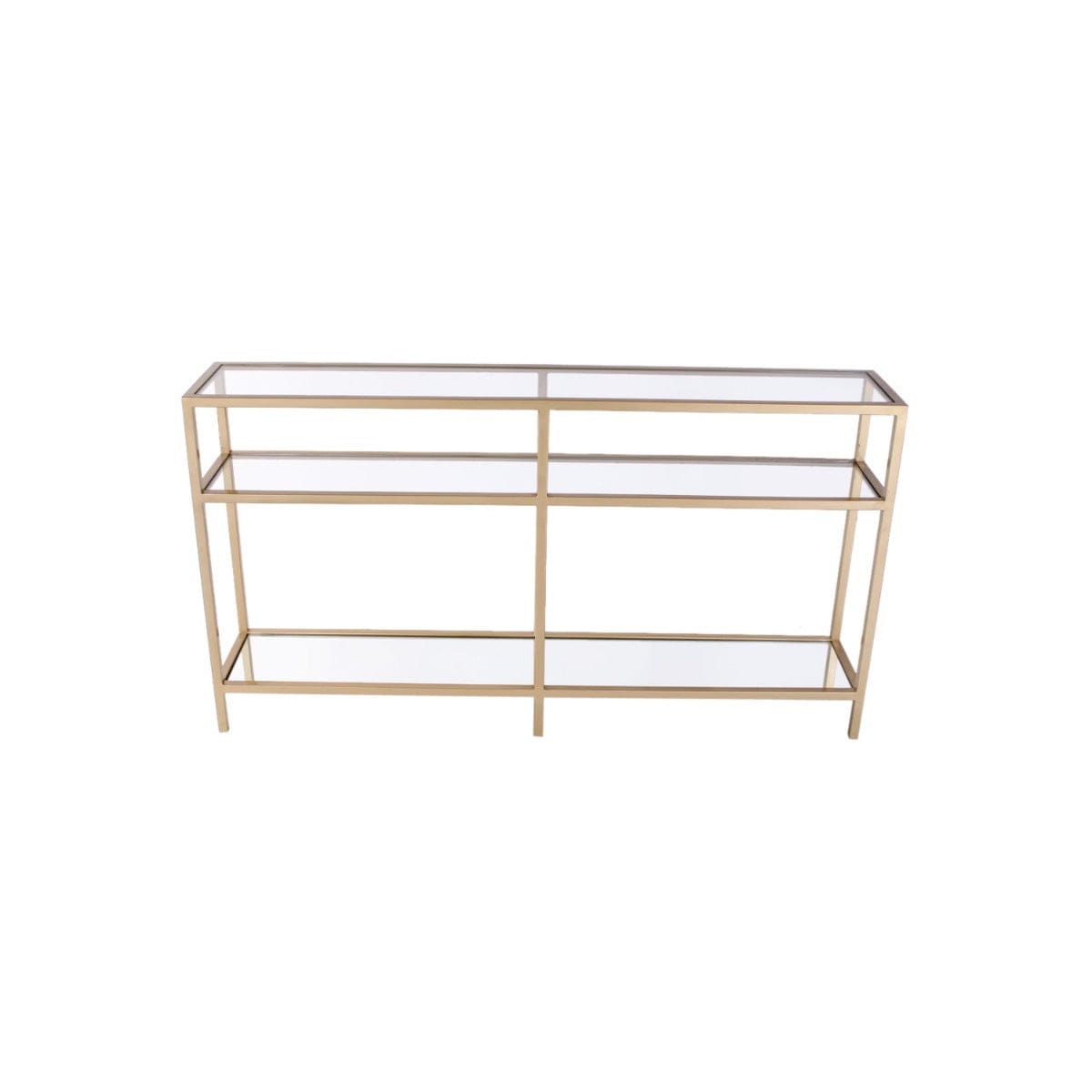 Diva Glass Console Table In Gold Finish