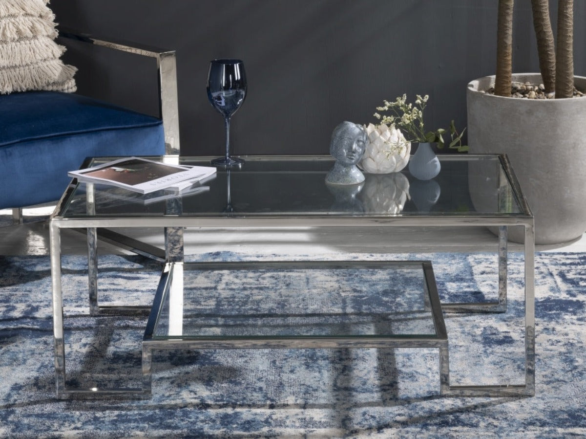 Southwark Glass Coffee Table In Chrome Finish