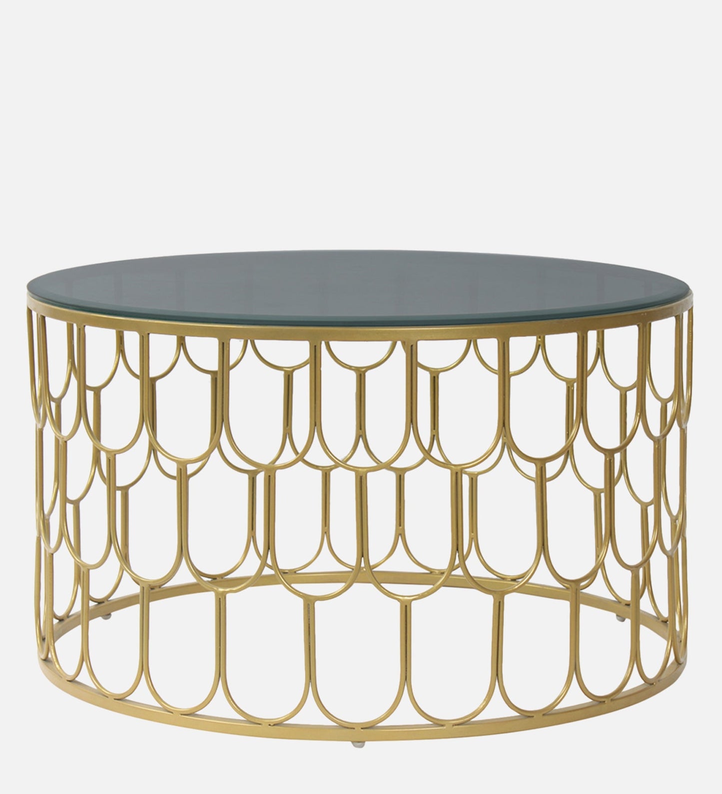 Pearl Black Glass Coffee Table In Gold Finish