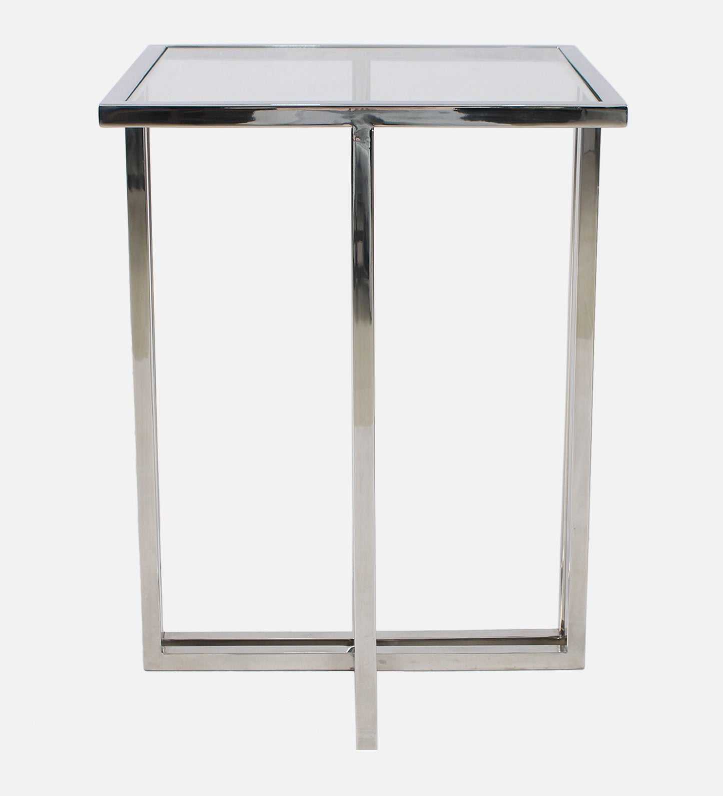 Meranti Glass Side Table In Chrome Finish