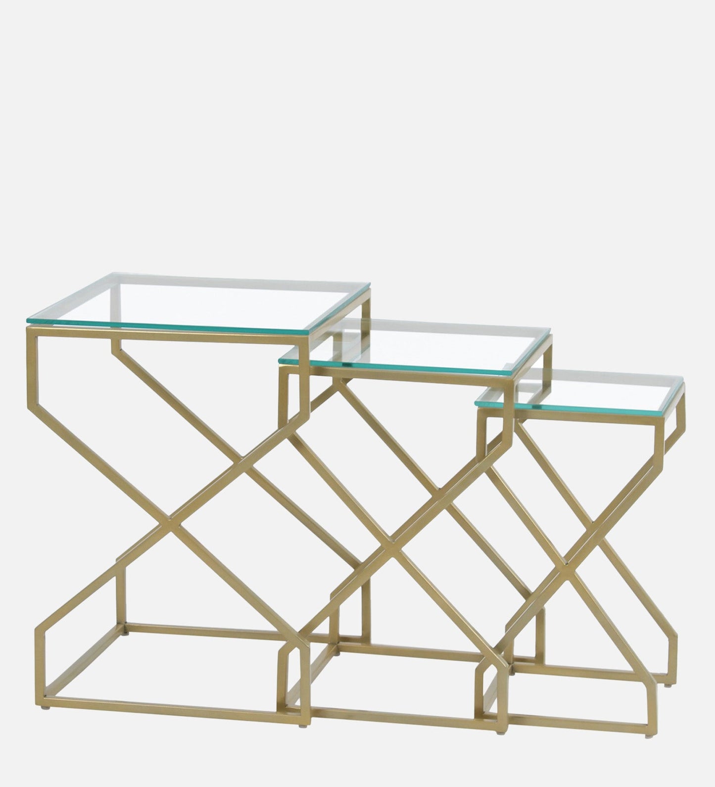 Aero Glass Nesting Side Table In Gold Finish
