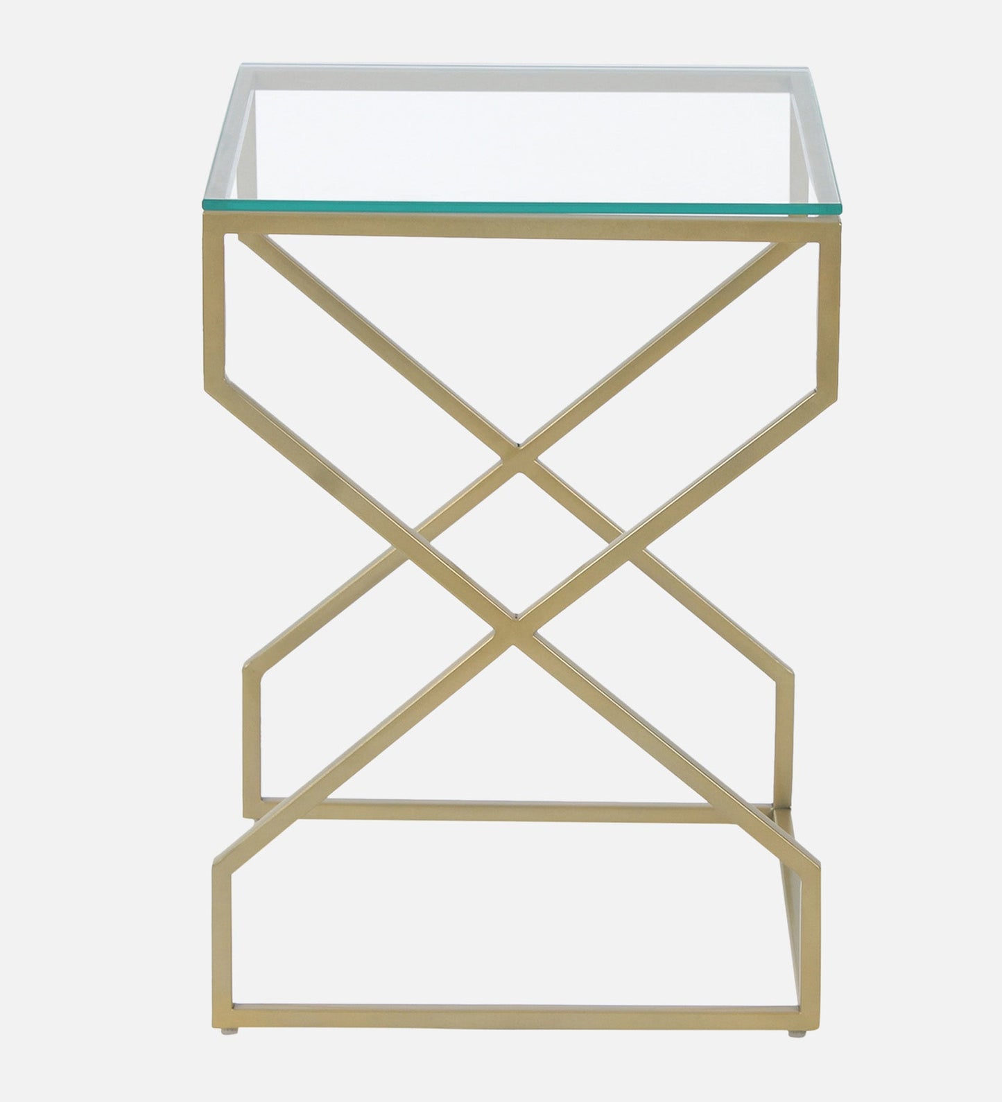 Aero Glass Nesting Side Table In Gold Finish