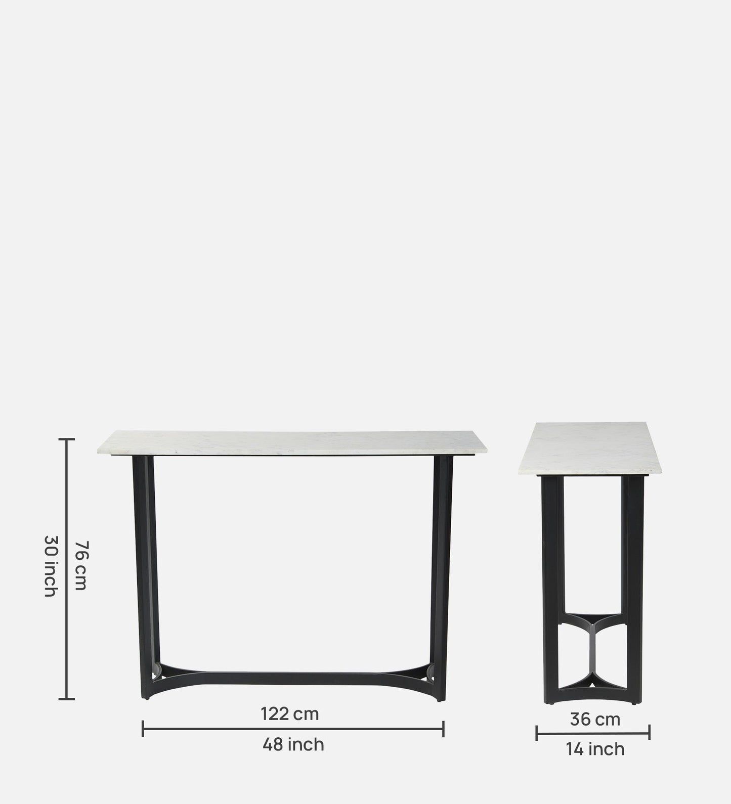Tessdale Marble Console Table In Black Finish