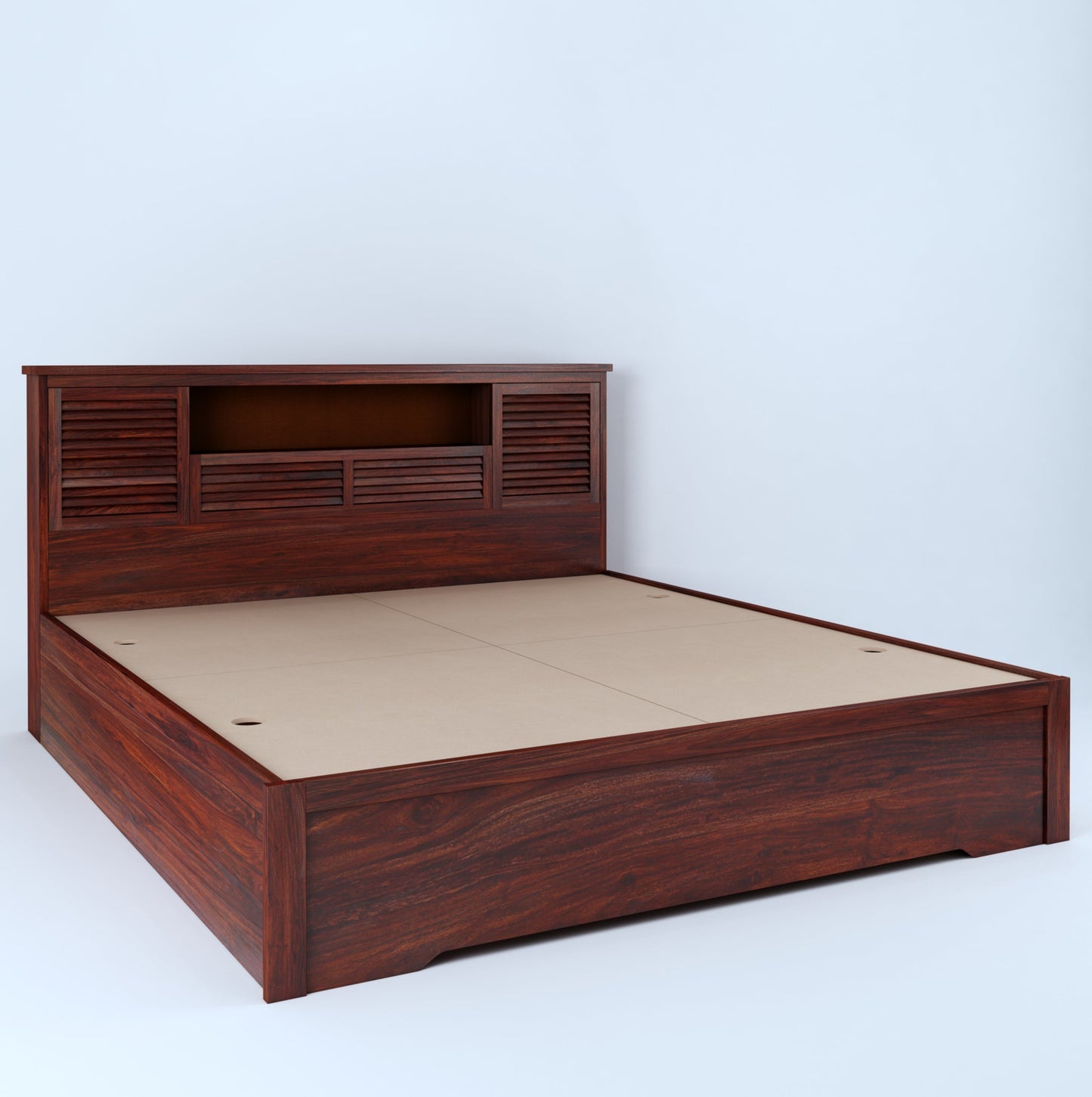 Aricon Queen Box Storage Bed-Mahogany