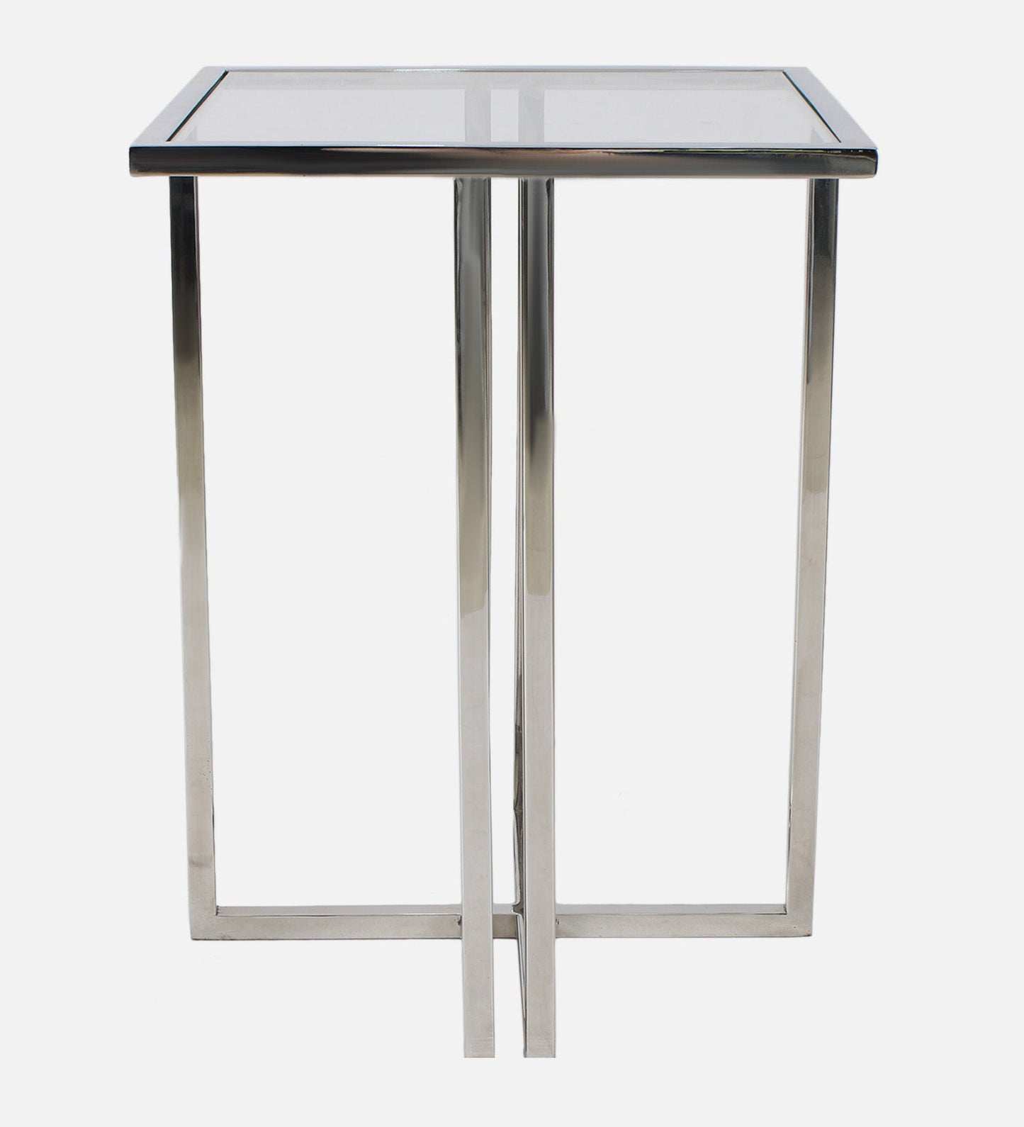 Meranti Glass Side Table In Chrome Finish