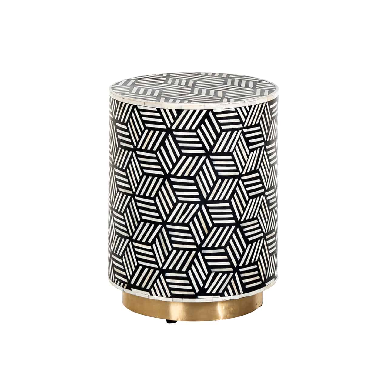 Abel Bone Inlay Side table with Brass Cladding feet