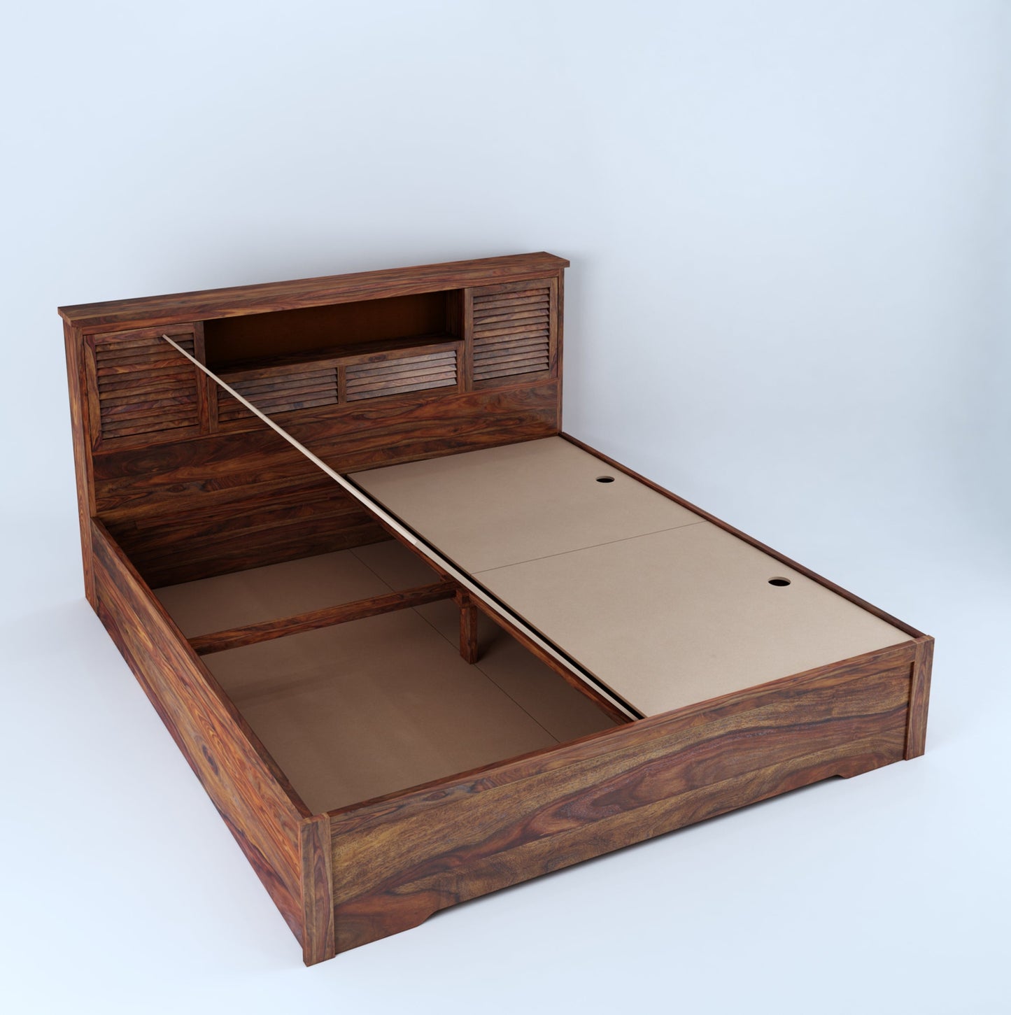 Aricon Queen Box Storage Bed-Teak