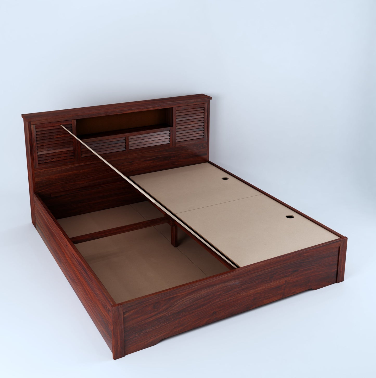 Aricon King Box Storage Bed-Mahogany