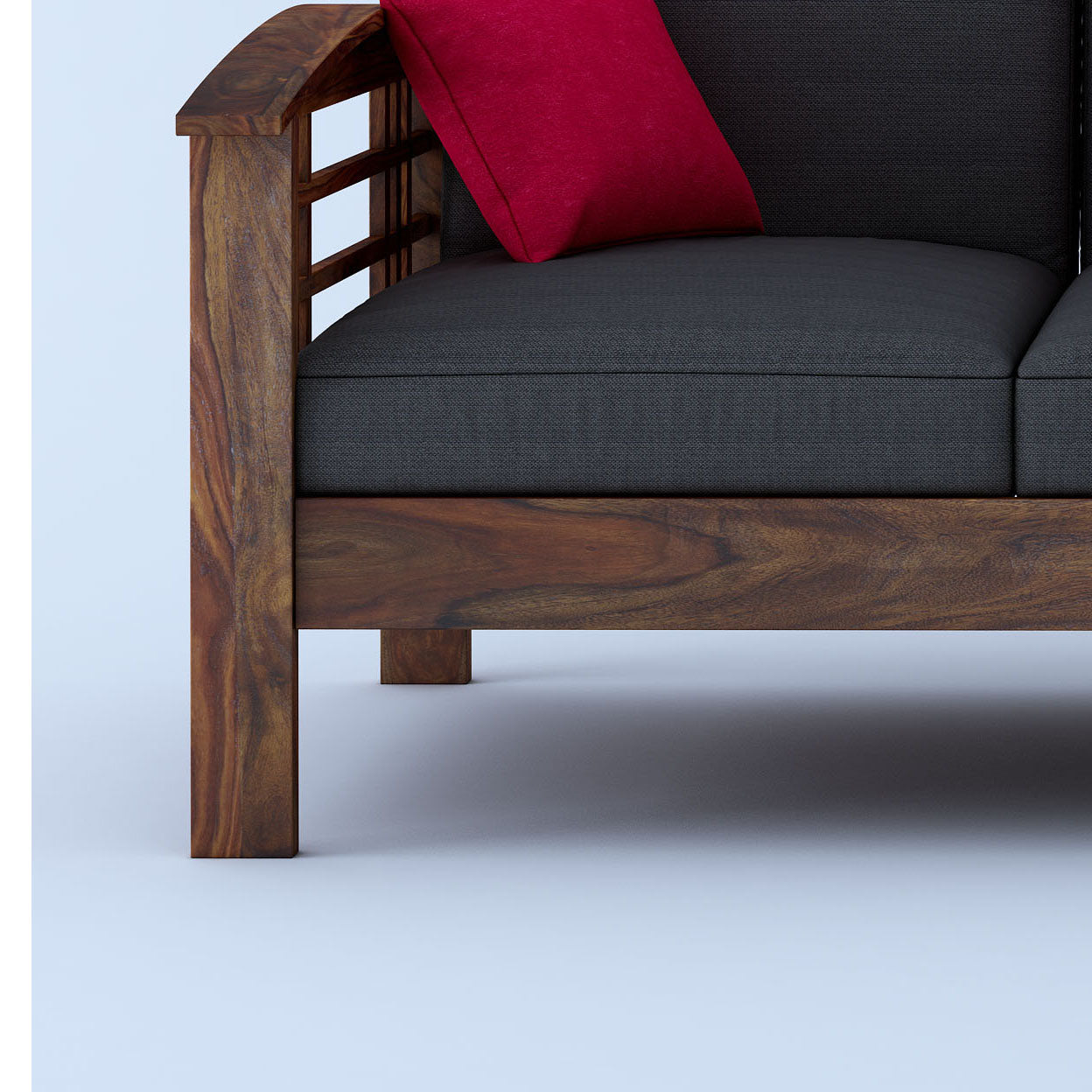 Adelone Wooden 3+1+1 Seater Sofa Set-Teak