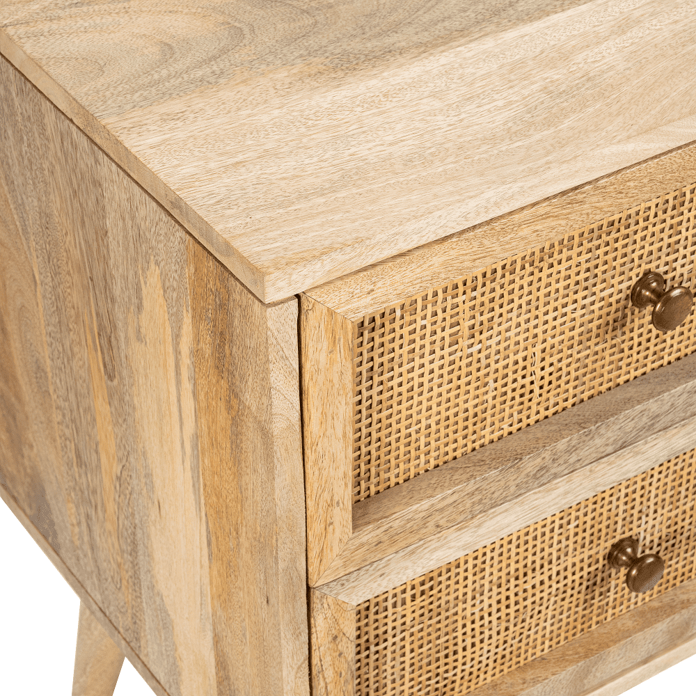 Cotswold 2 Drawer Rattan Bedside Table