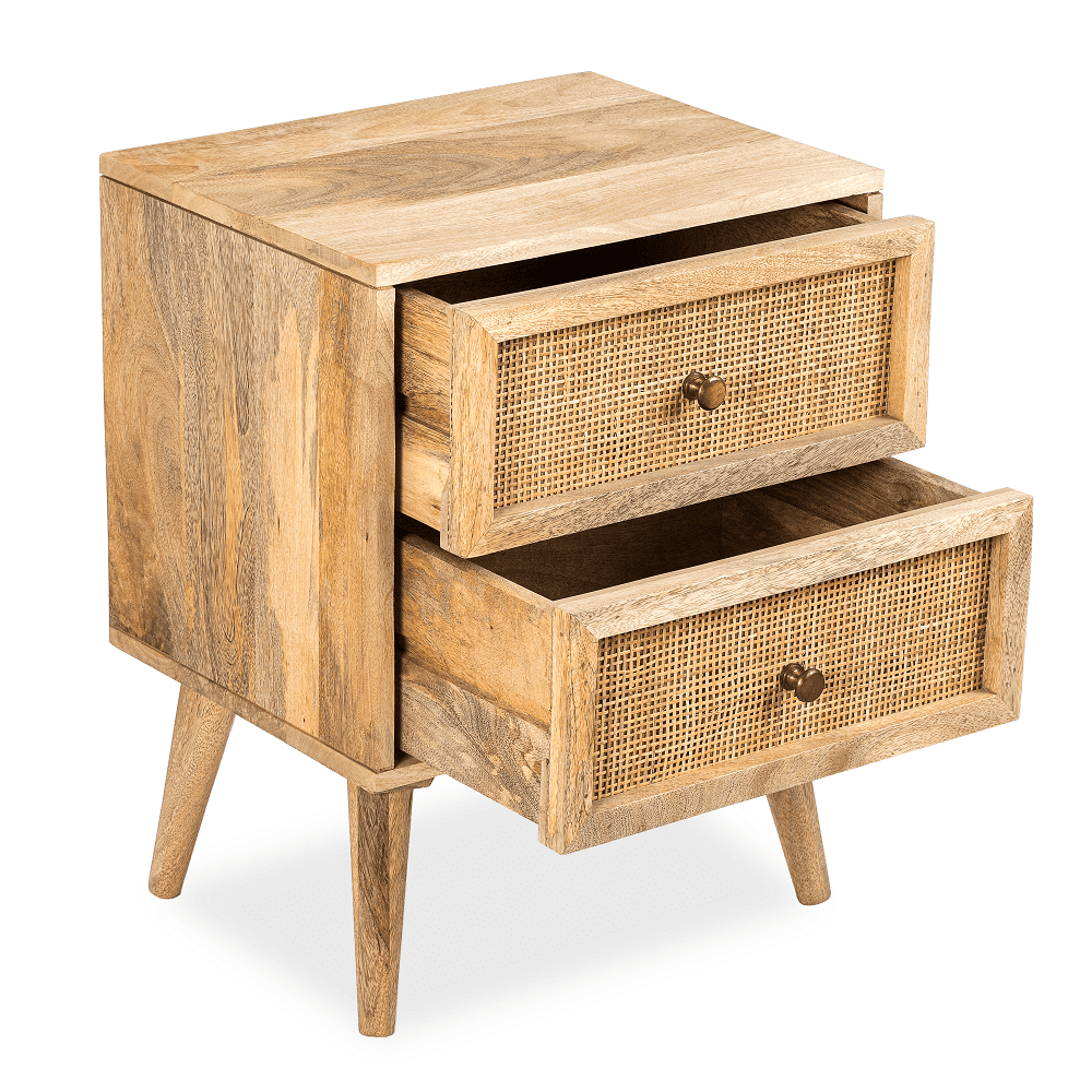 Cotswold 2 Drawer Rattan Bedside Table
