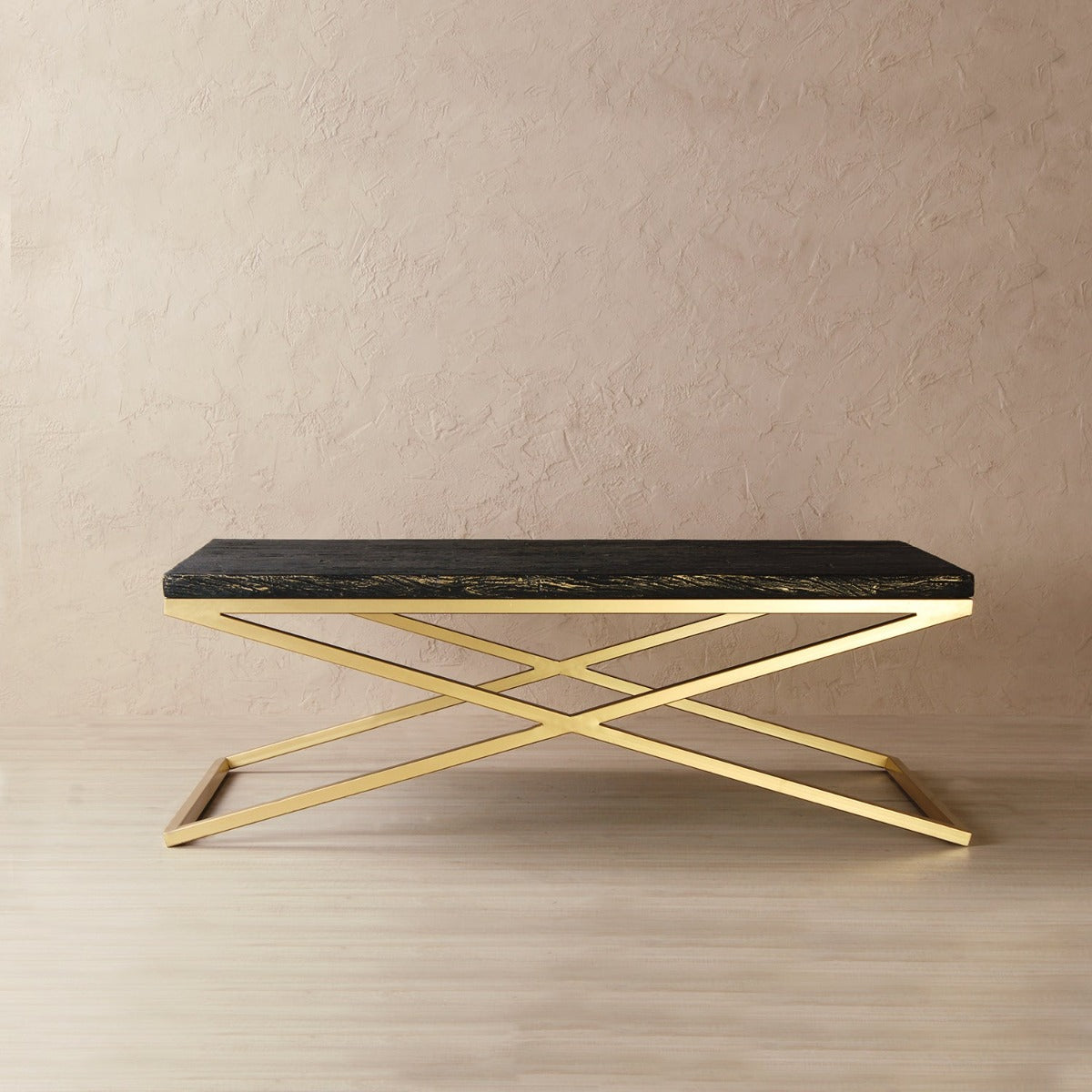 Orla Wooden Coffee Table In Antique Gold Finish