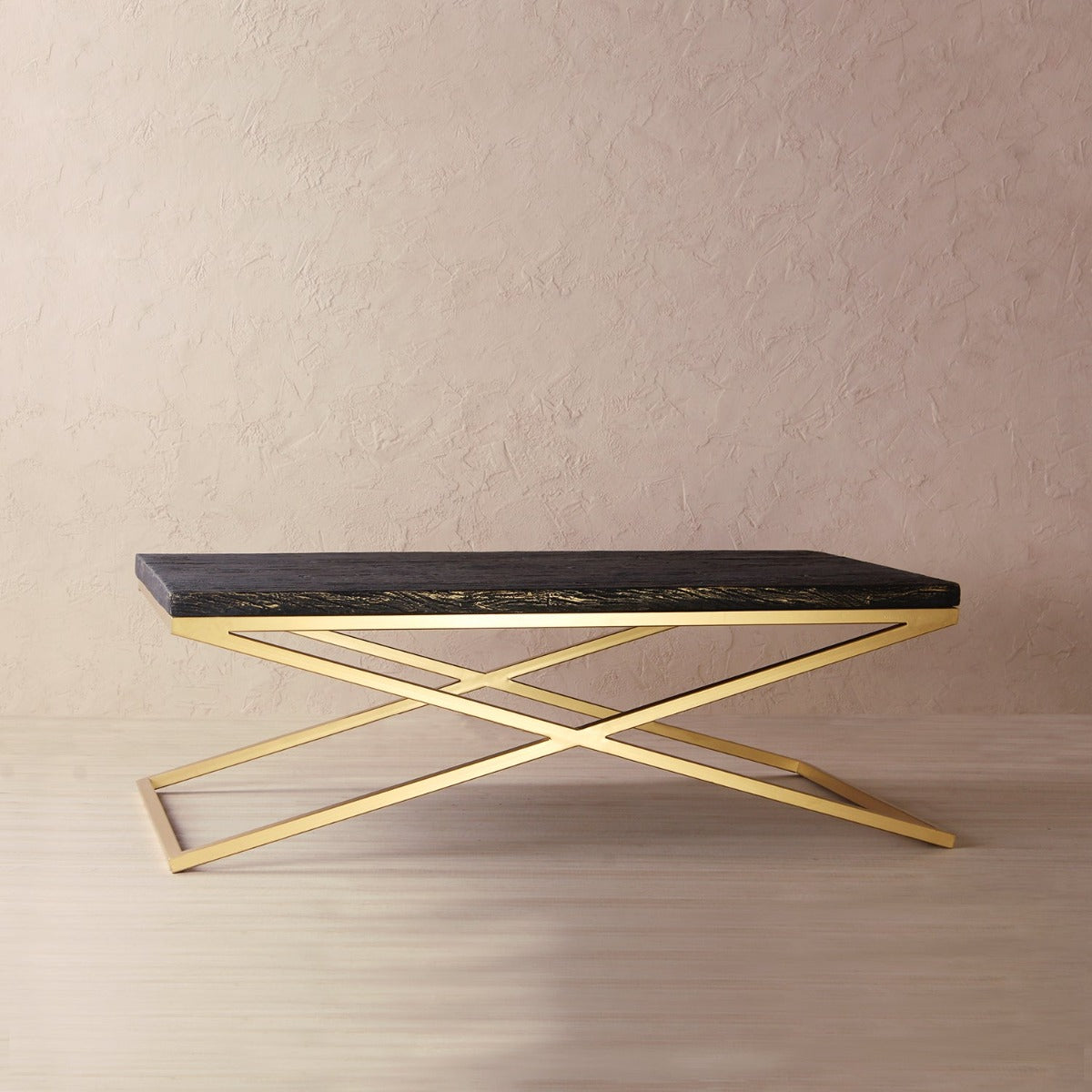 Orla Wooden Coffee Table In Antique Gold Finish