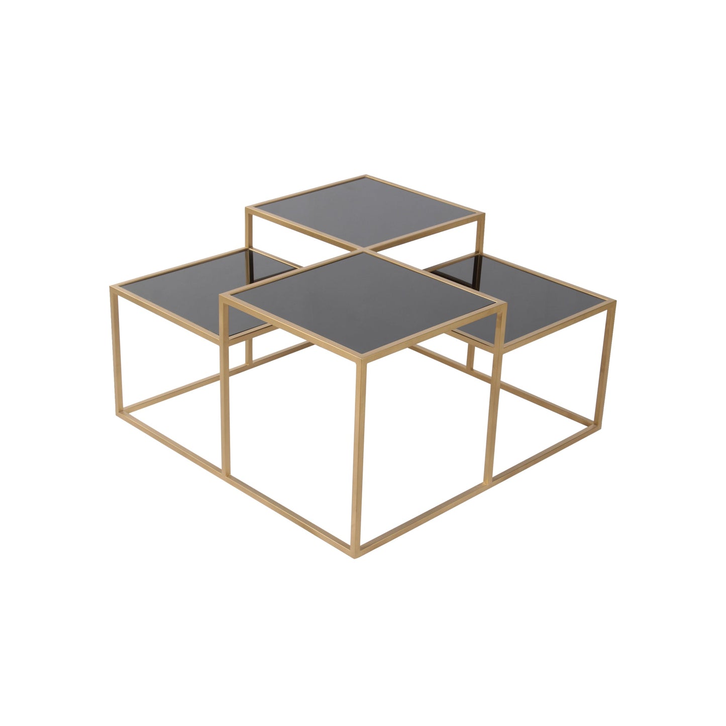 Klaus Black Glass Bunching Coffee Table in Dark Gold Finish