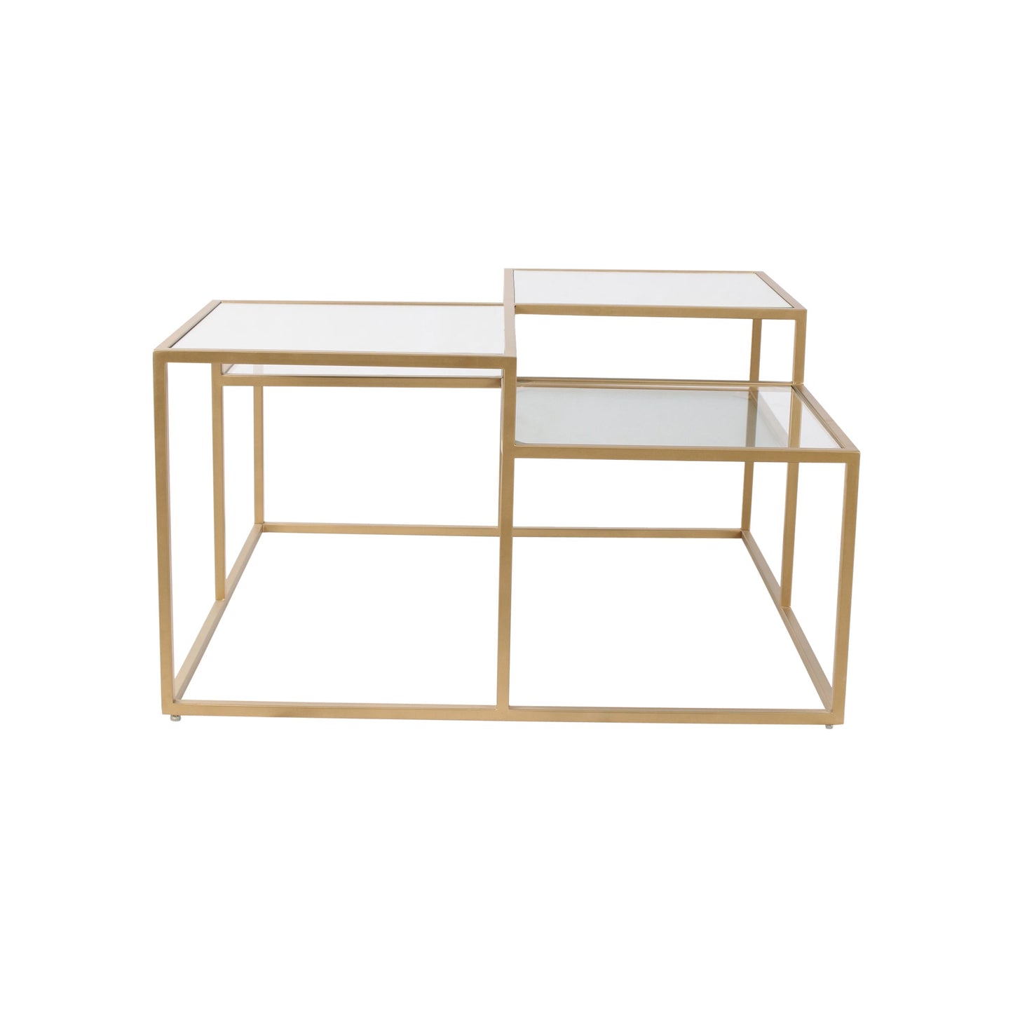 Klaus Glass Mirror Bunching Coffee Table in Dark Gold Finish
