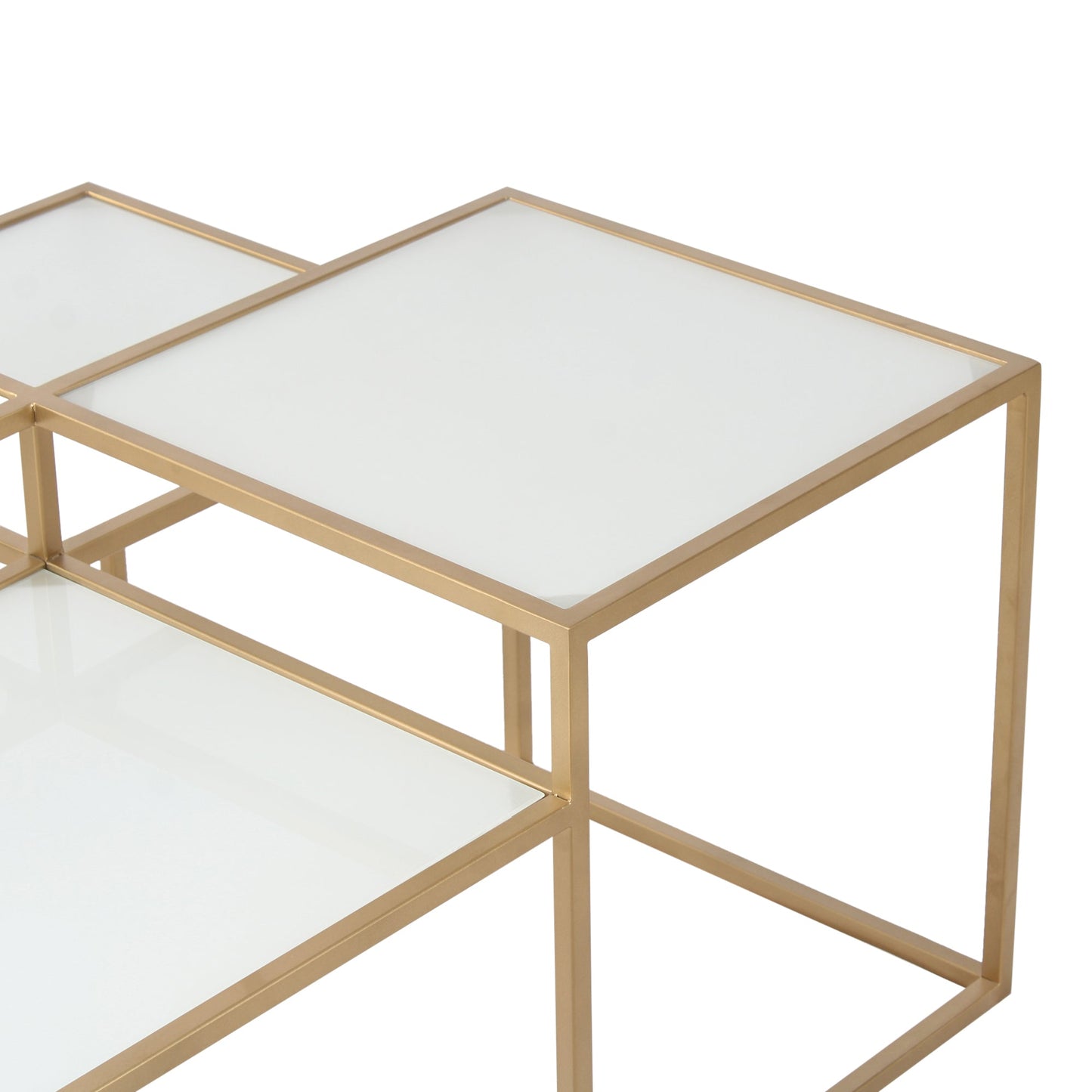 Klaus Frosted Glass Bunching Coffee Table in Dark Gold Finish