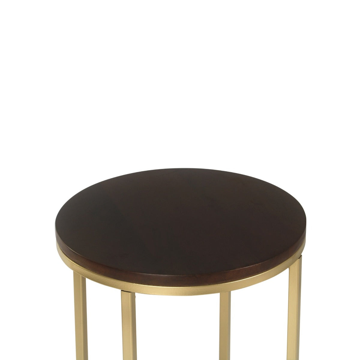 Noah Round Wooden Side Table In Gold Finish