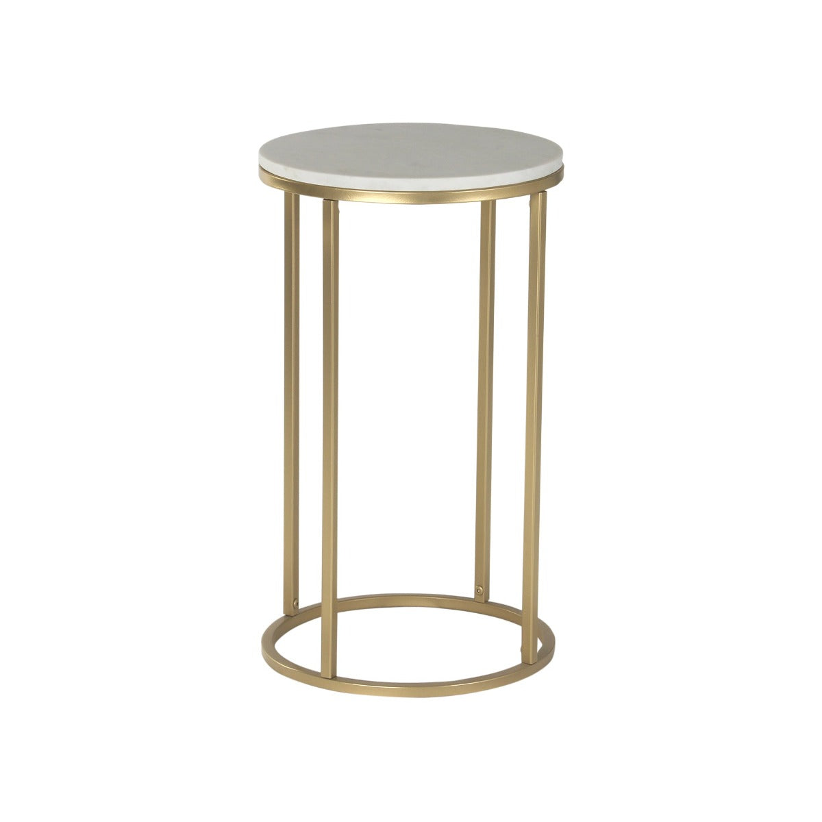 Noah Round Marble Side Table In Gold Finish