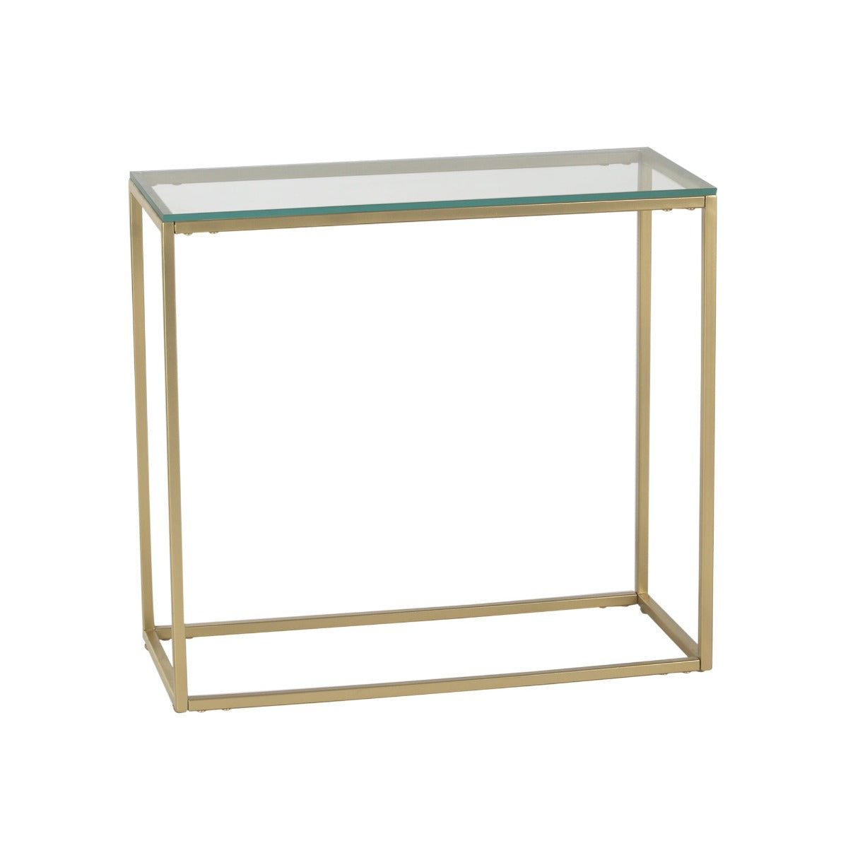 Noah Glass Side Table In Gold Finish