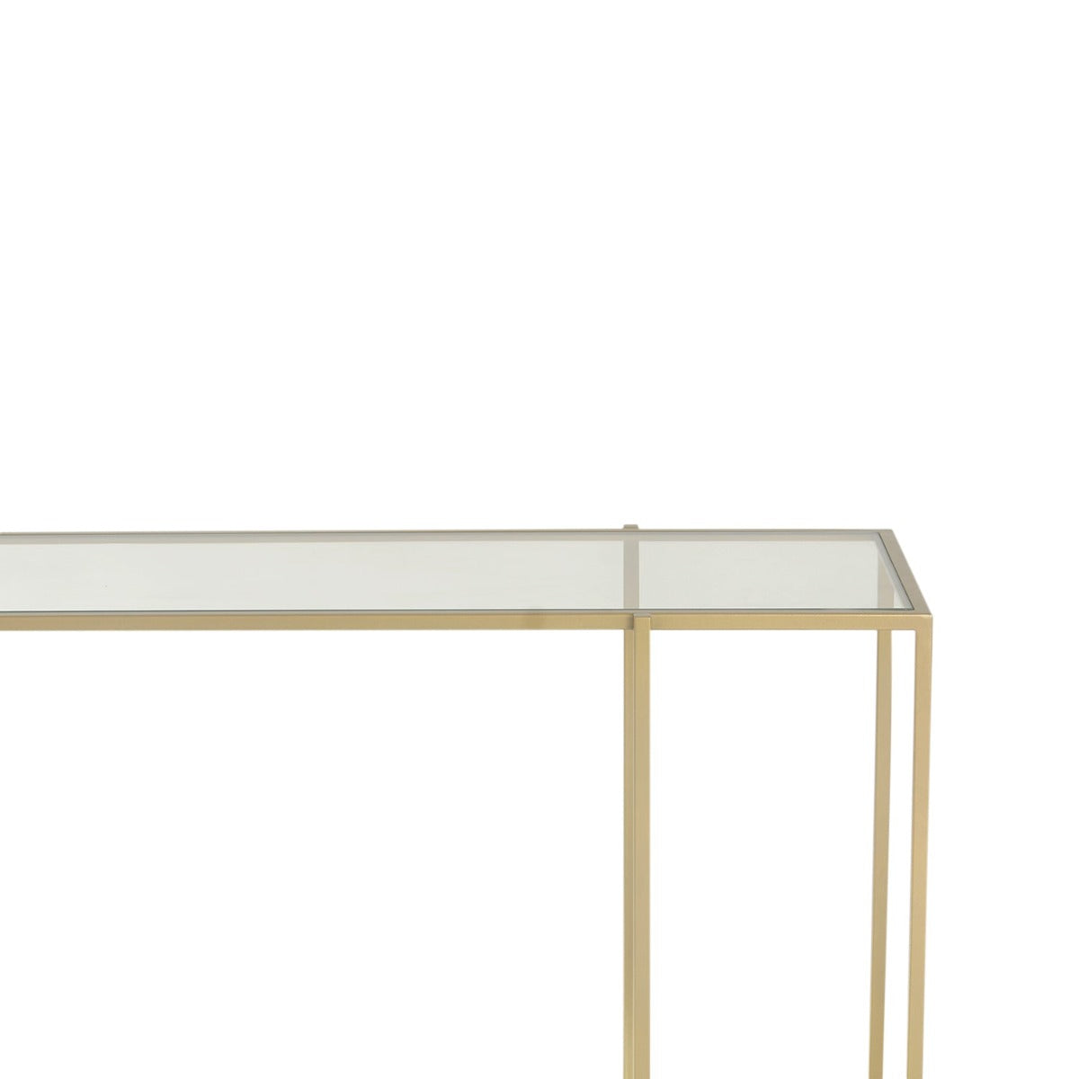 Osby Glass Console Table In Gold Finish