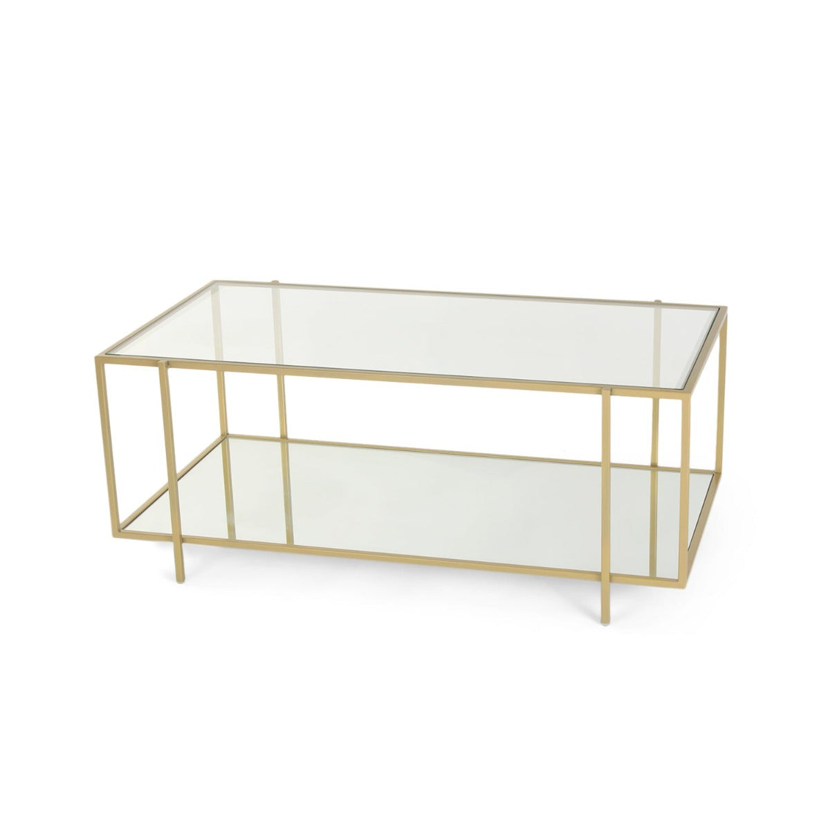 Osby Rectangle Glass Coffee Table In Gold Finish