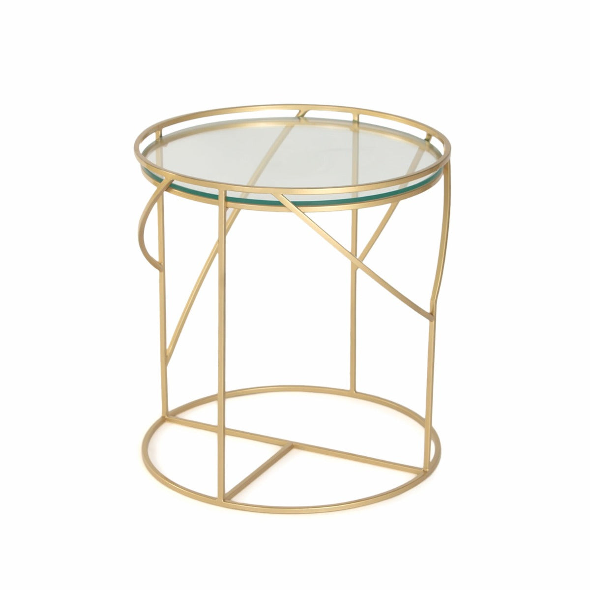 Cassidy Glass Side Table In Gold Finish