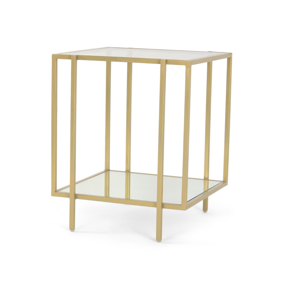 Osby Glass Side Table In Gold Finish