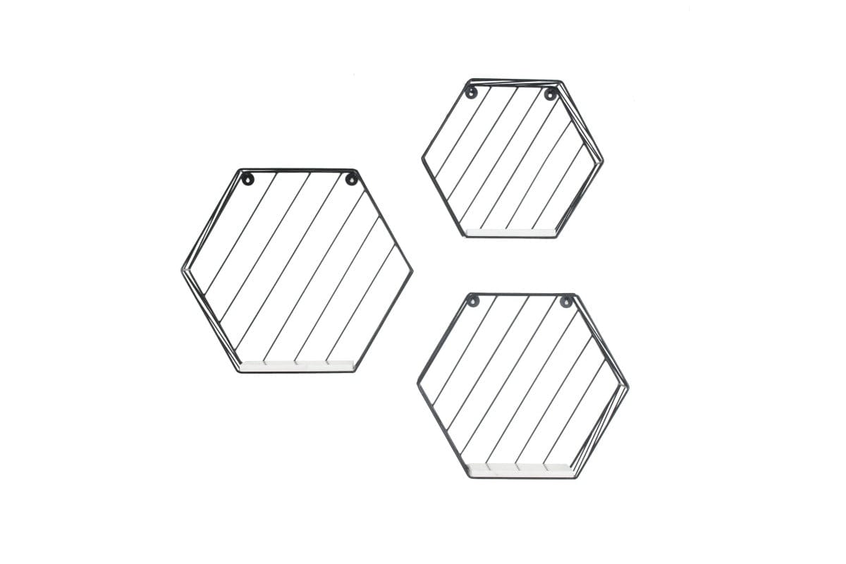 Metal Hexagonal Wall Decor Shelves Set Of 3