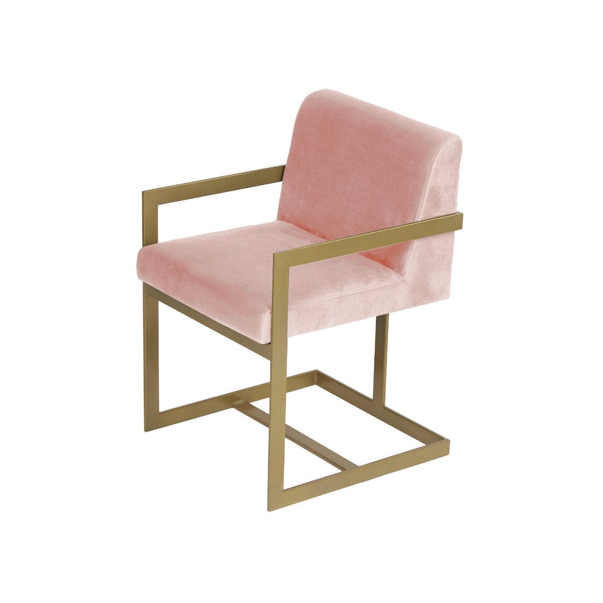 Mosby Pink Velvet Fabric Dining Metal Chair In Gold Finish