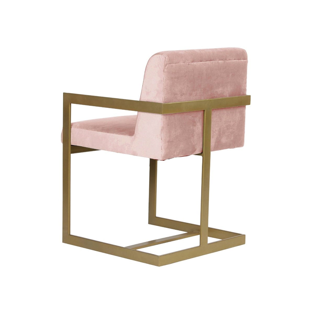 Mosby Pink Velvet Fabric Dining Metal Chair In Gold Finish
