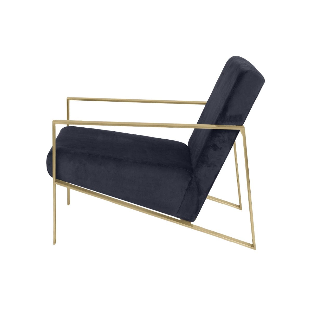 Mosby Dark Grey Velvet Fabric Lounge Chair In Gold Finish