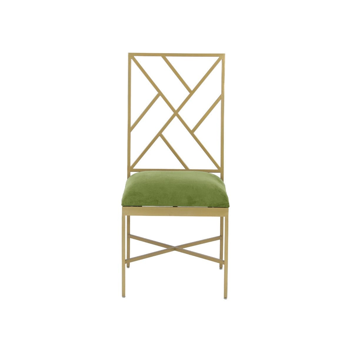 Mosby Green Velvet Fabric Metal Dining Chair In Gold Finish
