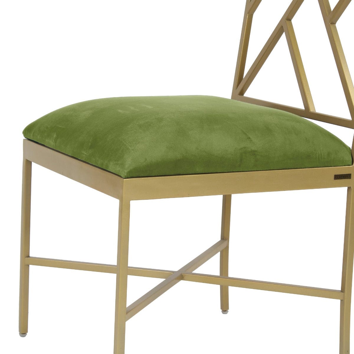 Mosby Green Velvet Fabric Metal Dining Chair In Gold Finish