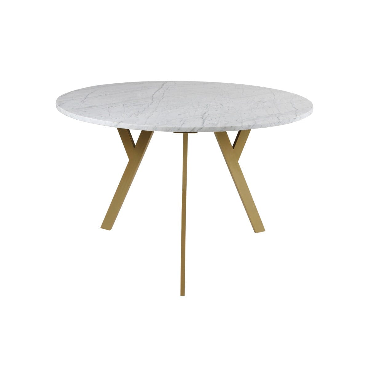 Kir 4 Seater Round Marble Dining Table In Gold Finish