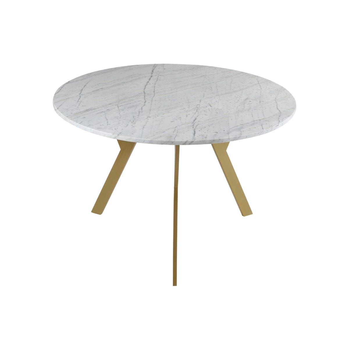 Kir 4 Seater Round Marble Dining Table In Gold Finish
