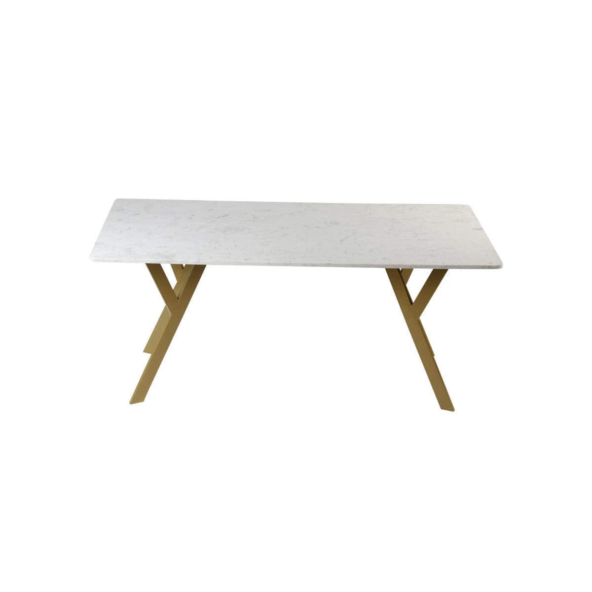 Kir 6 Seater Marble Dining Table In Gold Finish