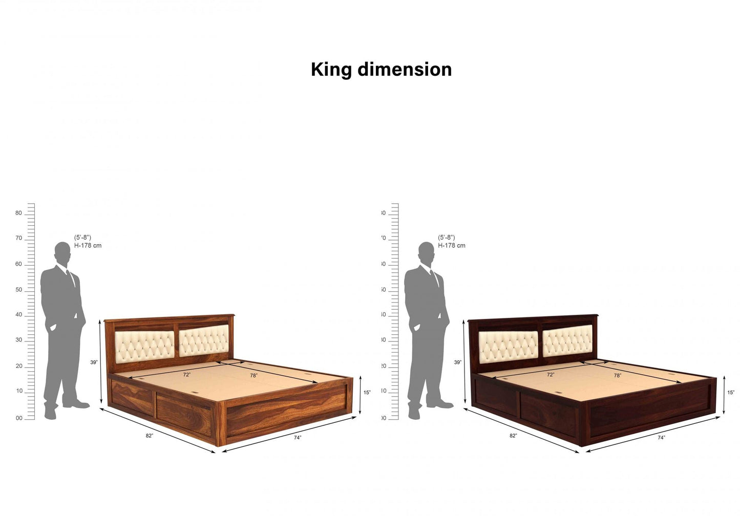 Admire King Box Storage Bed-Teak