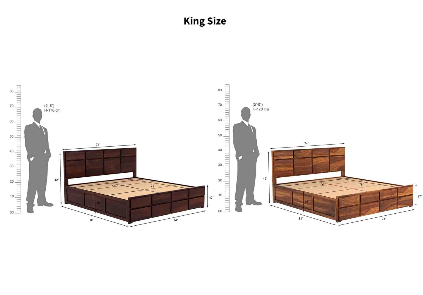 Linux King Box Storage Bed-Teak