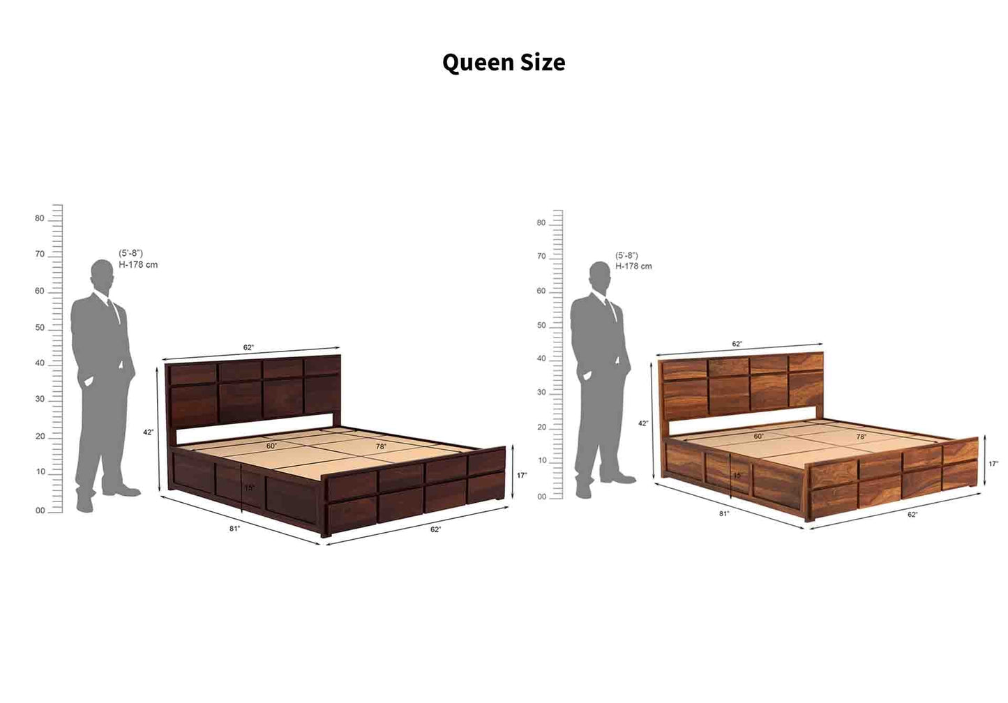 Linux Queen Box Storage Bed-Teak