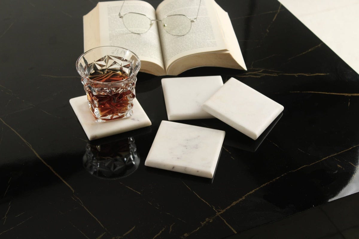 Tapered Square Marble Coasters Set Of 4
