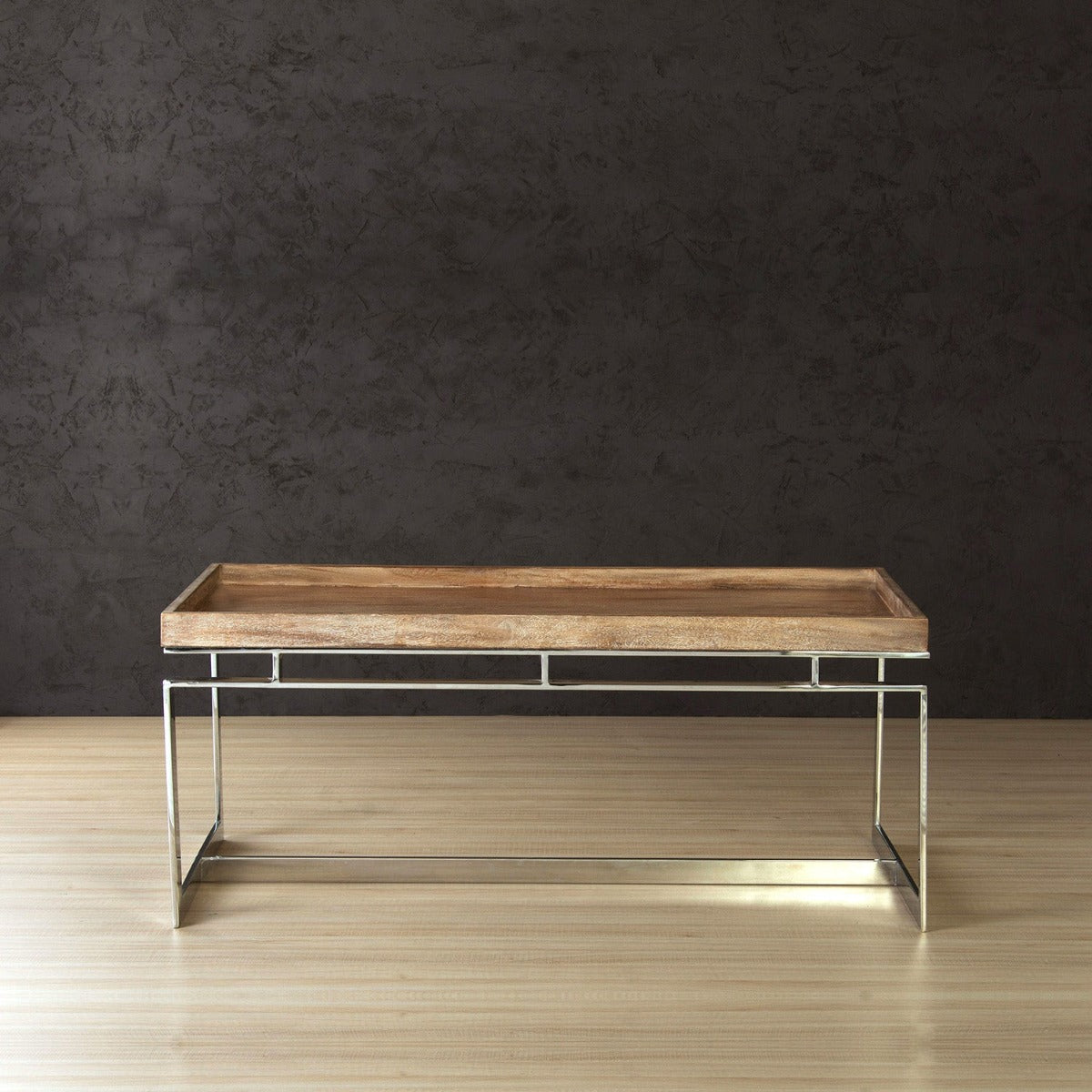 Harring Wooden Coffee Table In Chrome Finish